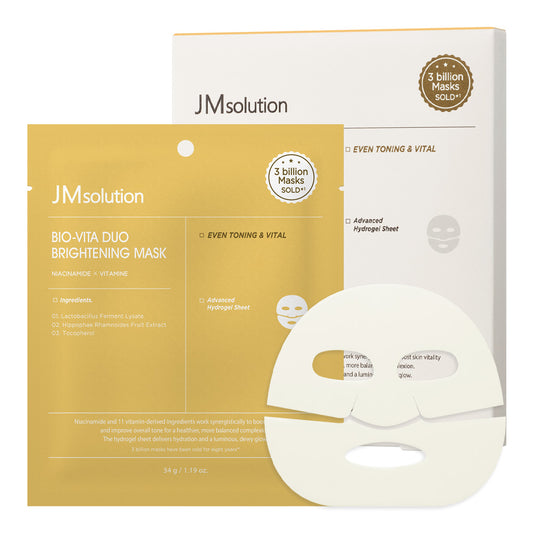 JMsolution Bio Vita Duo Brightening Mask -Vitamin C + E Hydrogel Mask for Dull Skin – Dark Spot Correcting & Radiance Boosting – Clinically Proven (4 Sheets)