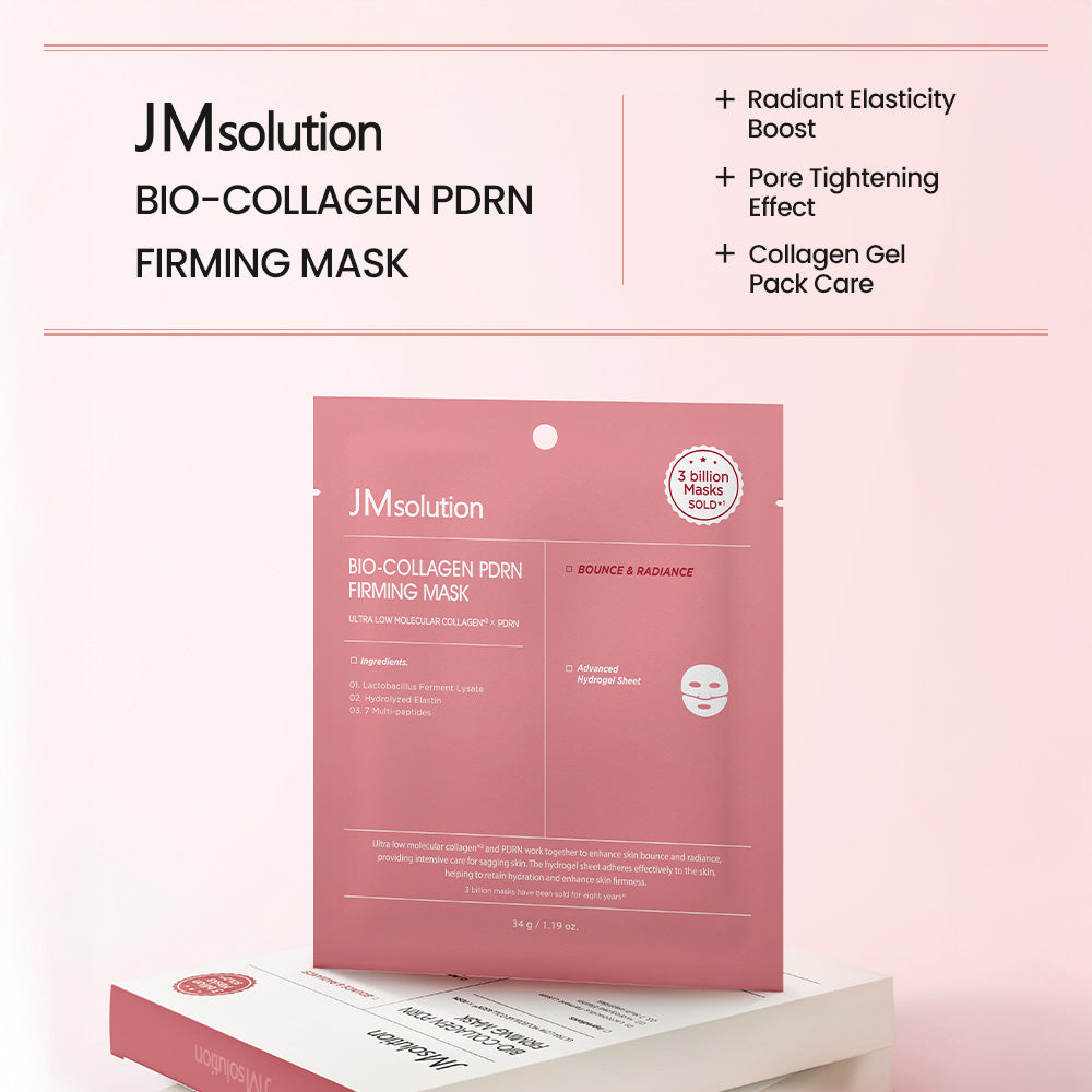 JMsolution Bio Collagen PDRN Firming Mask – Anti-Aging Hydrogel Mask with high intensive ampoule & Salmon DNA – Skin Lifting & Wrinkle Care(4 Sheets)