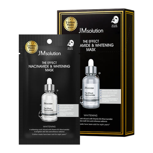 JMsolution The Effect Niacinamide Brightening Face Mask – Hydrating & Tone-Up Sheet Mask with Niacinamide, Vegan Certified, 24ml x 10 Sheets