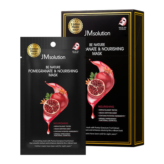 JMsolution Be Nature Pomegranate Sheet Mask – Rejuvenating & Firming Face Mask , Vegan Certified & Dermatologist Tested, 24ml x 10 Sheets