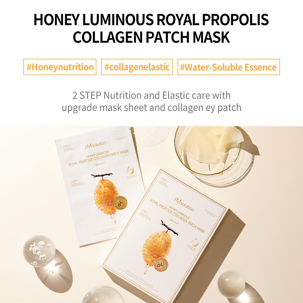 JMsolution Honey Royal Propolis Collagen 2 steps patch mask (5 Sheets)