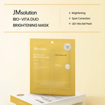 JMsolution Bio Vita Duo Brightening Mask -Vitamin C + E Hydrogel Mask for Dull Skin – Dark Spot Correcting & Radiance Boosting – Clinically Proven (4 Sheets)