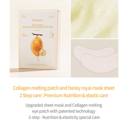 JMsolution Honey Royal Propolis Collagen 2 steps patch mask (5 Sheets)