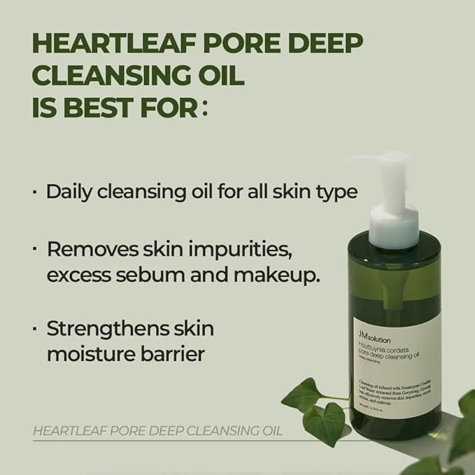 JMsolution Skin Care Bundle- Heart leaf Cleansing Oil with Marine Luminous Pearl Deep Moisture 3 Step Skin Care Face Mask