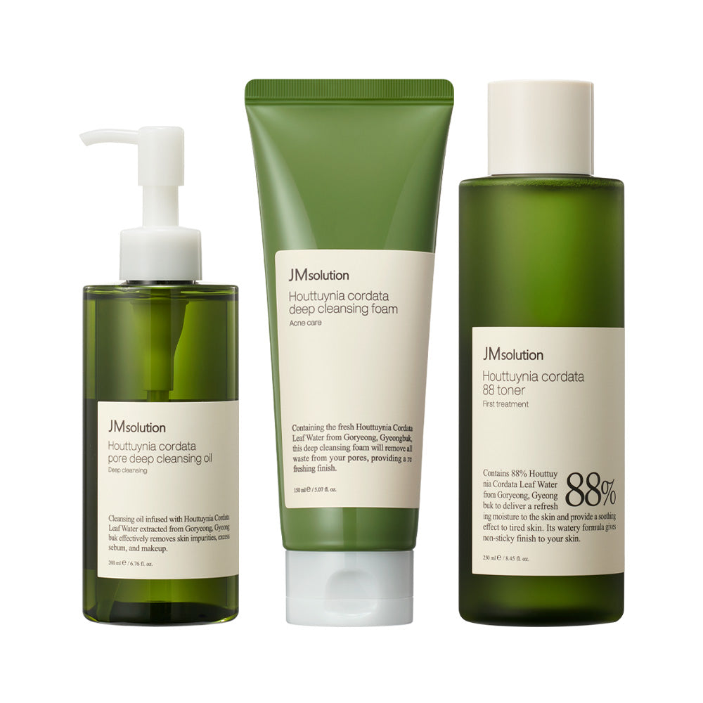 (Lowest Price!!)JM Solution Heart Leaf Micro-Cleansing Set (Cleansing Oil + Cleansing Foam + 88Toner)