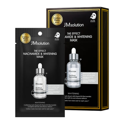 JMsolution The Effect Niacinamide Brightening Face Mask – Hydrating & Tone-Up Sheet Mask with Niacinamide, Vegan Certified, 24ml x 10 Sheets