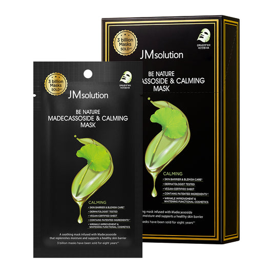 JMsolution Be Nature Madecassoside & Calming Sheet Mask– Soothing Face Mask for Sensitive Skin with Centella Asiatica, Vegan Certified, Dermatologist Tested, 24ml x 10 Sheets