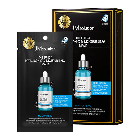 JMsolution THE EFFECT Hyaluronic  Mask – Deep Hydration Sheet Mask with 32 Types of Hyaluronic Acids, Korean Skincare for Dry and Dehydrated Skin 24ml x 10