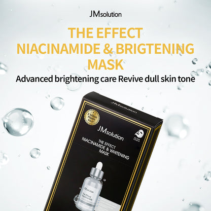 JMsolution The Effect Niacinamide Brightening Face Mask – Hydrating & Tone-Up Sheet Mask with Niacinamide, Vegan Certified, 24ml x 10 Sheets